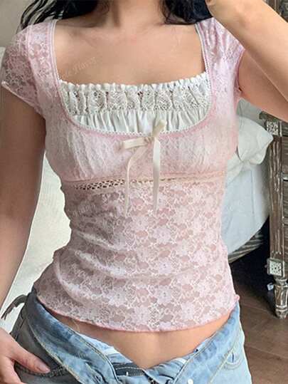 Slim Pink Lace Top