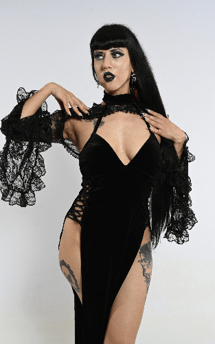 Raven's Split Dress - Black / XL