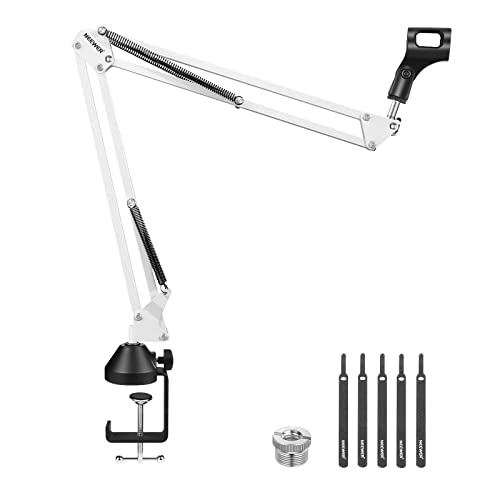 NEEWER Microphone Arm Stand, Suspension Boom Scissor Mic Arm Stand with 3/8" to 5/8" Screw and Cable Ties Compatible with Blue Yeti Snowball Yeti X Quadcast, etc. Max Load 3.3lb/1.5kg (White) - white