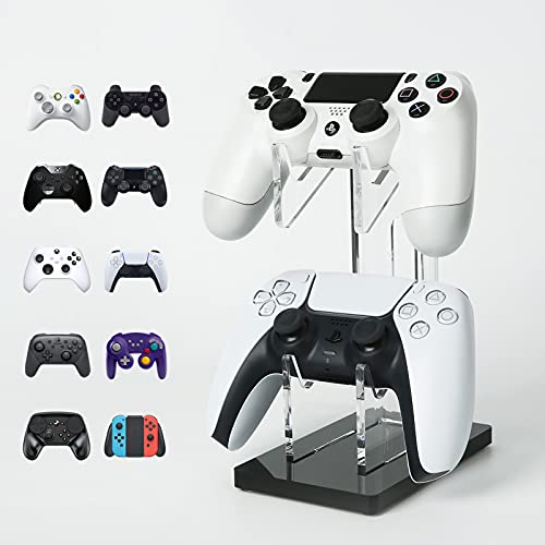 OAPRIRE Universal Dual Controller Holder for PS4 PS5 XBOX ONE Switch, Controller Stand Gaming Accessories, Build Your Game Fortresses (Crystal Black) - Black
