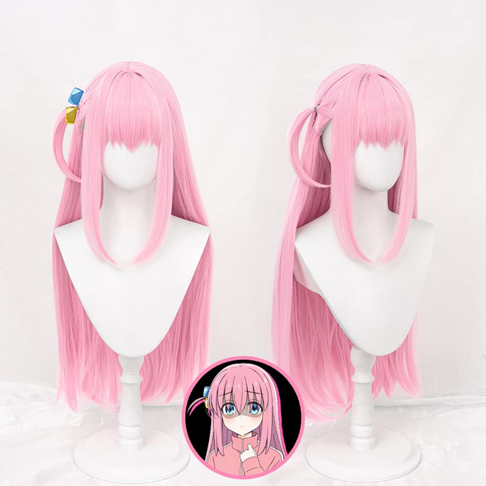 KRYLL Pelucas de Hitori Gotoh, Peluca Larga Corta Rosa Peluca de Cosplay de Hitori Gotoh, Cosplay de Bocchi The Rock, Peluca de Cosplay para niños, Regalo para los Amantes de los Cosplay