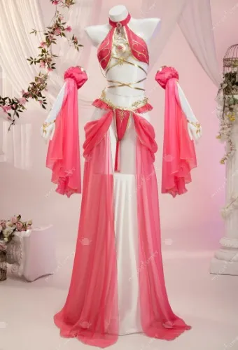 Cosplay Lingerie Dance Dress Halter Top and Panty with Sleeves and Gauze Skirt