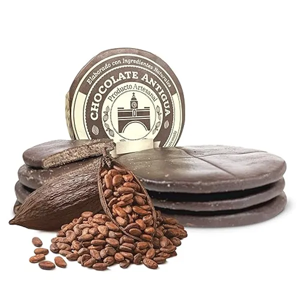 Chocolate Antigua, Handmade Hot Chocolate Drink Tablets, Mayan Cacao Disc, Hand Carved with All Natural Ingredients for a Perfect Taza - From San Juan del Obispo, Antigua Guatemala (Natural)