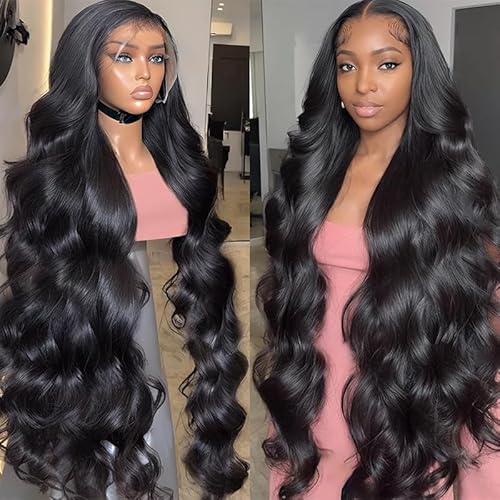 GRQGRQ 34 Inch 13x6 Lace Front Wigs Human Hair 200 Density Body Wave Lace Front Wigs Human Hair Pre Plucked Glueless Wigs Human Hair 13x6 HD Lace Frontal Wigs Human Hair Lace Front Wigs for Women - 34 Inch - 13x6 Lace Front Wigs Human Hair