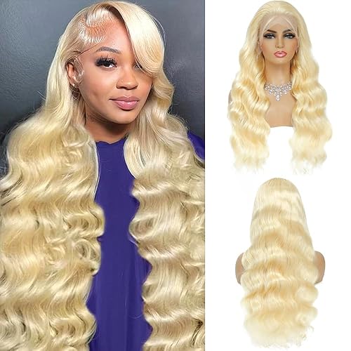 613 13x6 Lace Front Wig Human Hair 210 Density Blonde Wig Human Hair Body Wave Lace Front Wigs Human Hair Pre Plucked 613 HD Lace Frontal Wig Glueless Human Hair Wigs 38 Inch - 38 Inch - Blonde Wig Human Hair 13x6