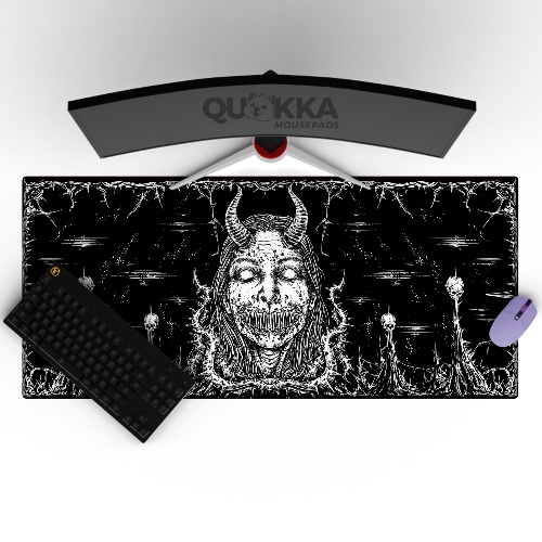 Devil Horn Girl Design Mousepad Deskmat - 120x60cm / 4mm / Black Stitched