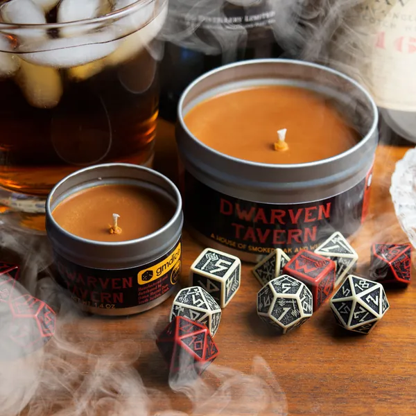 Dwarven Tavern Gaming Candle | 8 oz. Soy Candle | Geek Gift | RPG | Gamer | DnD | Camping | Whiskey | Smoke | Oak