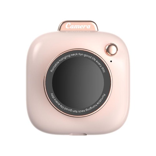 Mini Camera-Shaped Necklace Fan - Blush Pink