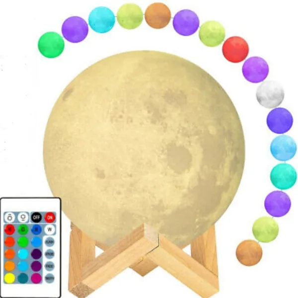 Touch Control 16 Colors Moon Lamp with Remote Control