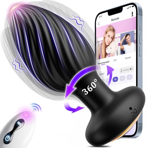 Plug Anal Vibromasseurs Sextoyse Homme Sex, Plug Anus Femme Sex Toys avec 7 Modes de Rotation et 7 Modes de Vibration Sextoyse Couple Plaisir, Débutante Sextoy Sex Toyspour Pour Homme Sex Toýs Femme - Noire