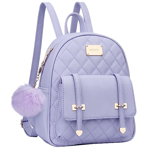 KKXIU Women Small Backpack Purse Synthetic Leather Quilted Mini Daypack Fashion Bookbag For Ladies - Purple - Small