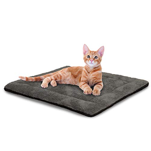 K&H PET PRODUCTS Self-Warming Cat Bed Pad, Self-Heating Thermal Cat and Dog Bed Mat, Cat Warmer Mat for Feral and Indoor Cats, Gray/ Black 21 X 17 Inches - Gray/Black - Recyclable Box