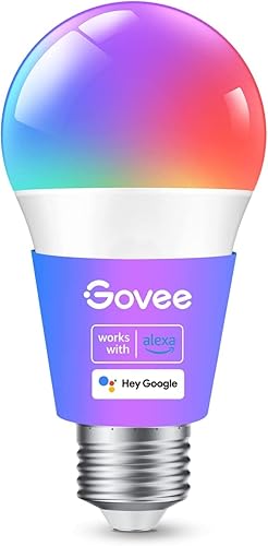 Govee Smart Light Bulbs, Color Changing Light Bulb, Works with Alexa and Google Assistant, 16 Million Colors RGBWW, WiFi & Bluetooth LED Light Bulbs, Music Sync, A19, 800 Lumens, 1 Pack - 1