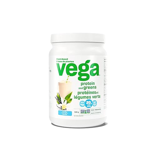 Vega Protein and Greens Vanilla (18 Servings) Plant Based Protein Powder Plus Veggies, Vegan, Non GMO, Pea Protein For Women and Men, 526g (Packaging May Vary) - Vanilla - 18 Servings (Pack of 1)