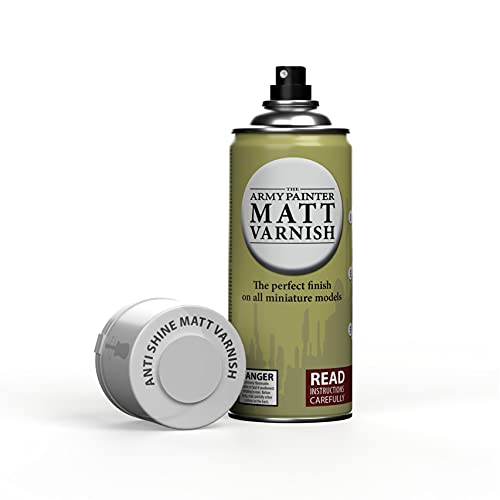 The Army Painter Anti Shine Matt Spray for Miniature Painting - After Quickshade Spray Paint Top Coat Acrylic Varnish - Satin Finish Spray for Acrylic Model Paint, 400ml Can - Anti Shine Matt