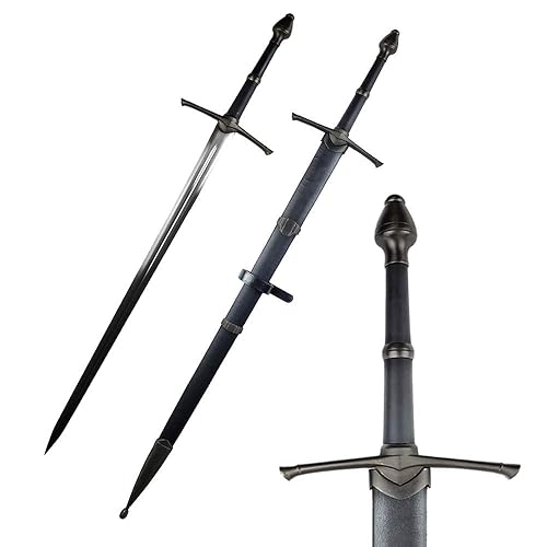 Knight Collections - Medieval Crusader Sword - High Carbon Steel Sword - Prop Sword with Scabbard - LARP Sword with Metal Pommel and Guard - Sword Prop for Cosplay, Costumes, Events