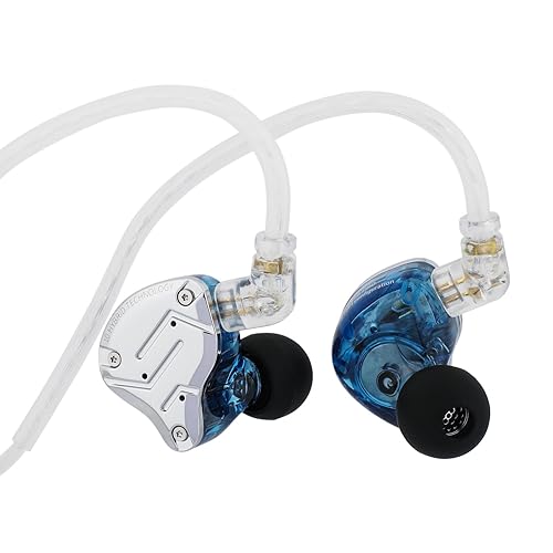 Linsoul KZ ZS10 Pro 4BA+1DD 5 Driver In-Ear HiFi Metal Earphones with Stainless Steel Faceplate, 2 Pin Detachable Cable - Without Mic - Blue