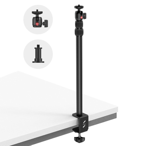 SmallRig Selection Camera Desk Mount, Tabletop C Clamp Mount Arm with 1/4"-20 Ball Head, 13"-35.4" Adjustable Tablet Mount Clamp for DSLR Camera, Ring Light, Live Streaming, Video Recording - 3488