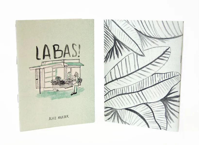 Labas risograph zine, a travel diary on Lithuania, risoprint comic illustration gift, handmade travel booklet, women art travelogue drawing