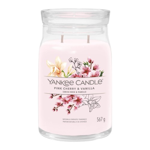 Yankee Candle Signature Geurkaars | Roze kers & Vanille grote pot kaars met dubbele lonten | Soja Wax Blend Lange Brandende Kaars | Perfecte geschenken voor vrouwen - Large Jar Candle - Roze Kers & Vanille
