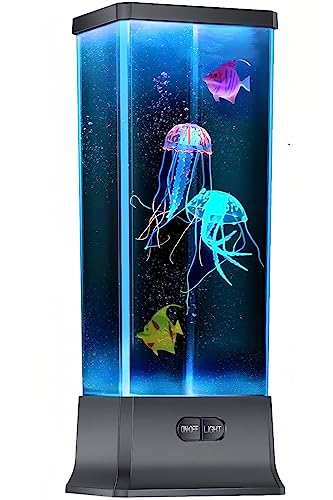 COLORLIFE Electric Jellyfish Tank Table Lamp with Color Changing Light Gift for Kids Men Women Home Deco for Room Mood Light for Relax(Black)