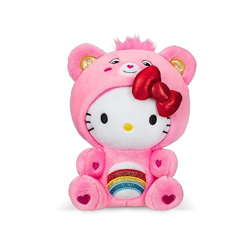 Care Bears Hello Kitty Dressed As Cheer Bear 8" Fun-Size Plush - Soft, Huggable Bestie! – Good for Girls and Boys, Employees, Collectors, Ages 4+ - Hello Kitty Dressed as Cheer Bear