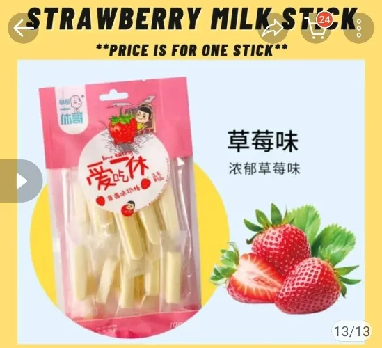 Milk sticks strawberry flavored 
