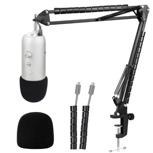 Blue Yeti Mic Stand with Windscreen - Suspension Mic Boom Arm Stand with Pop Filter Foam Cover Compatible with Blue Yeti and Yeti Pro Microphone by YOUSHARES