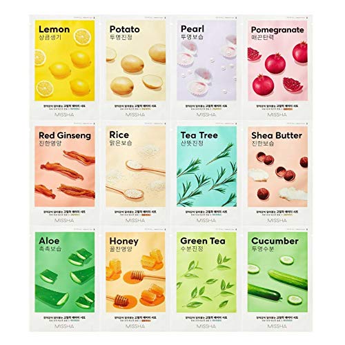 MISSHA Airy Fit (12 Types) Skin-Fit Daily Sheet Mask with Perfect Adhesion (Pack of 12) - Set 12pcs