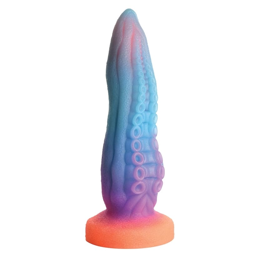 Tenta-Cock Glow in the Dark Silicone Dildo - Rainbow