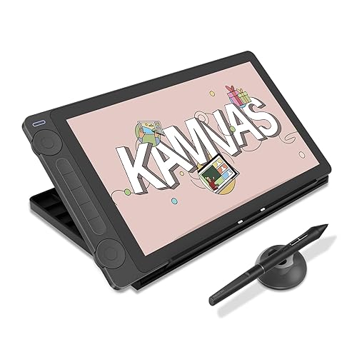 2024 HUION Kamvas 13 (Gen 3) Drawing Tablet with Screen,13.3" Full-laminated Art Tablet with Anti-sparkle Canvas Glass, 99% sRGB, PenTech 4.0, 16384 Pen Pressure, Dual Dial for PC, Mac, Android, Black - Black