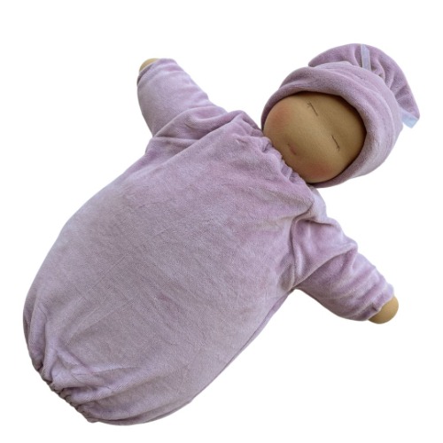 Little Heavy Baby Waldorf Doll with Lilac Bunting and Medium Skin Tone | Default Title