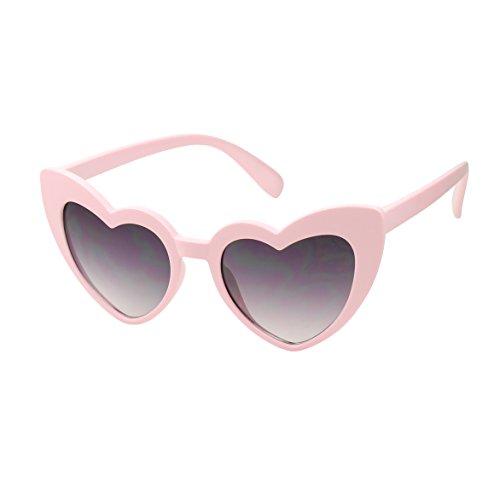 ShadyVEU Oversized Colorful Narrow Cat Eye Love Heart Shaped UV400 2-4 Years Kids Sunglasses - Pink Frame, Black Lens - Black Lens