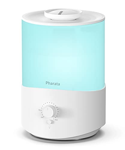 Pharata Humidifiers for Bedroom Large Room, 2.5L Cool Mist Humidifier with Essential Oil Diffuser, Top Fill Air Humidifier for Baby, Home, Plant, Ultrasonic Humidification for whole house, Auto Shut-Off, (White) - 4.0L Humidifier