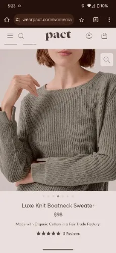 PACT Women's Camel Luxe Knit Boatneck Sweater