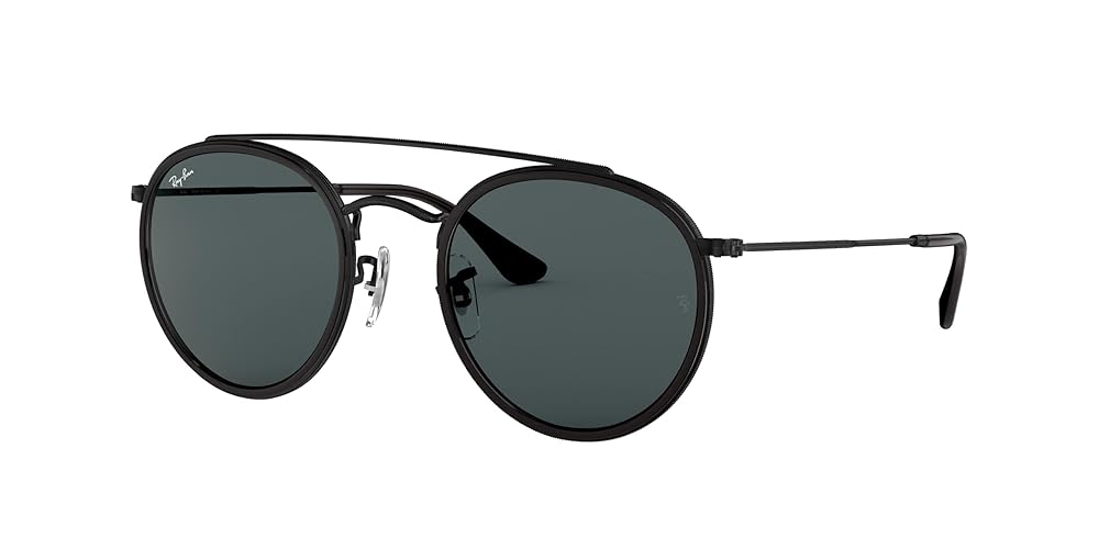 Ray-Ban RB3647N Double Bridge Round Sunglasses - Black/Blue - 51 Millimeters