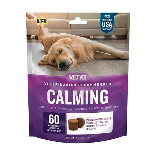 VetIQ Calming Support Supplement for Dogs, Anxiety Supplement Soft Chews, 60 Count - Calming - 1 Count (Pack of 60)