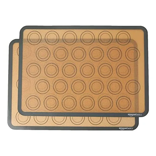 
                            Amazon Basics Silicone, Non-Stick, Food Safe Baking Mat, Macaron - Pack of 2
                        