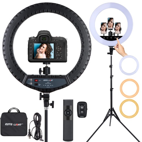 21 inch LED Ring Light with Tripod Stand, Large Selfie Ring Light with Touch Panel for YouTube Vlog Video Shooting, Makeup Studio Portrait with Carrying Bag and Remote Controller, CRI97