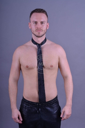 Black Leather Tie | Black