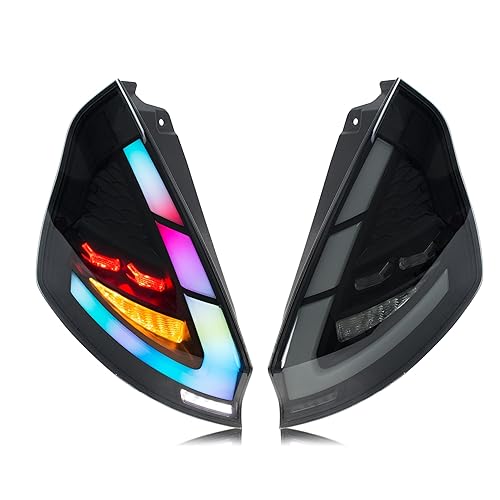 Xunder LED RGB Tail Lights Compatible with Ford Fiesta MK7 MK7.5 2008-2019 Start-up Animation Sequential Turn Signal Rear Lamps Assembly