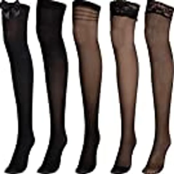 Silk Thigh High Stocking for Women Lace Silicone Satin Bow Top Stocking