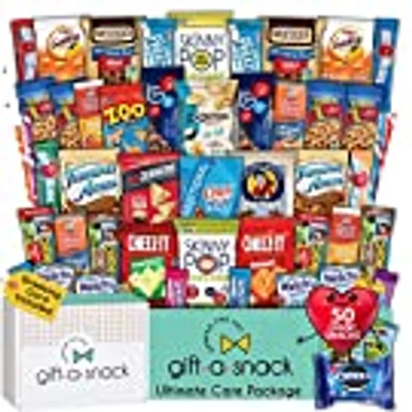 Snack Box Variety Pack Care Package (50 Count) Bulk Individually Wrapped Candies Chips - Collage Crave Food Gift Basket, Birthday Sweet Treats, Adults Kids Her Him, Gift A Snack