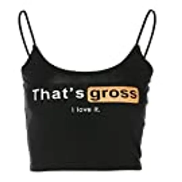 Women Girls Letter Printed Camisole Sleeveless Crop Top