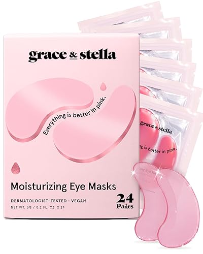 grace & stella Award Winning Under Eye Mask - Birthday Gifts For Women - Bridesmaid Gifts - Reduce Dark Circles, Puffy Eyes, Undereye Bags, Wrinkles - Under Eye Patches - Vegan (24 Pairs, Pink) - Pink (24 Pairs)