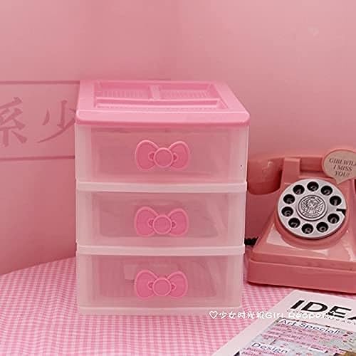 PEXIZUAN Kawaii Makeup Organizer Kawaii Desk Organizer Kawaii Room Accessories Kawaii Desk Decor Kawaii Room Decor Kawaii Stuff for Room Organizer (2 3 4Layers)(3 Layers) - 3 Layers