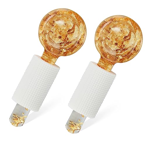 Ice Globes for Facial, Cooling Globes Set for Eye & Neck, Cold Glass Ice Roller Ball, Cryo Sticks Face Globes, Tighten Skin, Reduce Puffiness and Dark Circles, Enhance Circulation, Gold - Gold