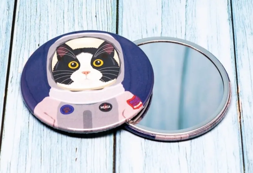 Space Cat Pocket Mirror / Handbag Mirror / Cosmetic Mirror | Etsy