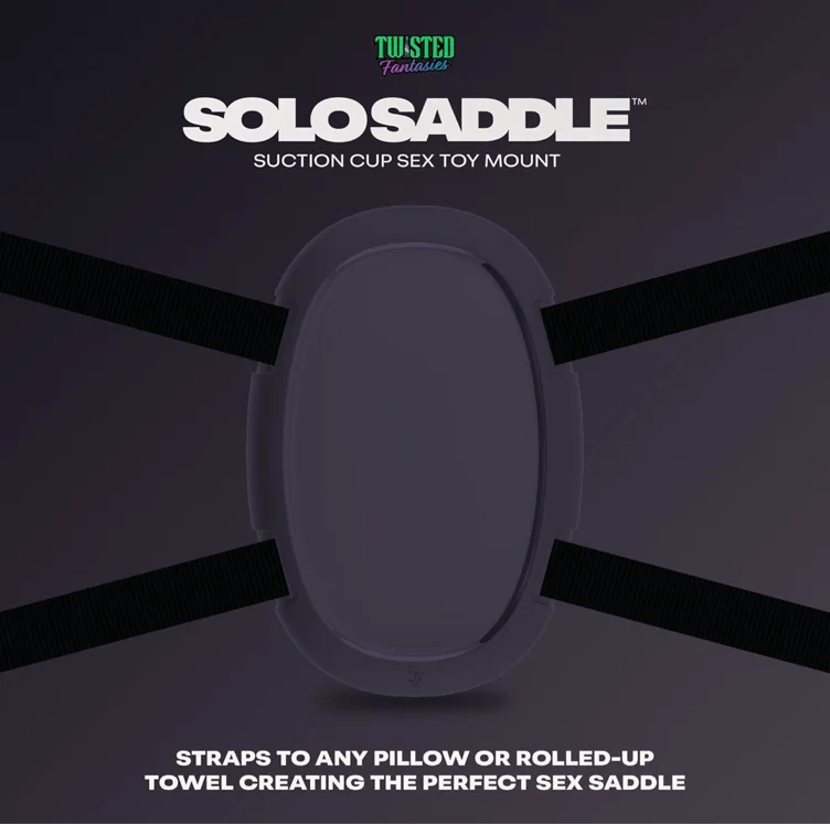 Twisted Fantasies Solo Saddle Suction Cup Dildo Mount to Strap on a Pillow, Adult Sex Toys Holder and Adjustable Harness Hands-Free Couples Toy Self Pegging Chair Women (Black) - Black