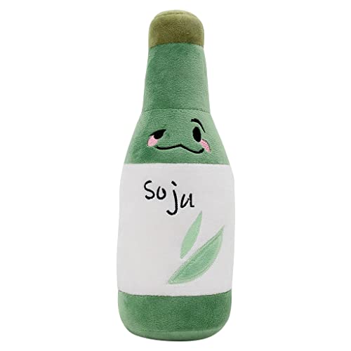SYUSAMA Korean Soju Bottle Plush Toy Cute Stuffed Party Alcohol Beer Wine Lover Plushie Doll Toys Home Decor 10.2'' (10.2'', Soju) - 10.2'' - Soju